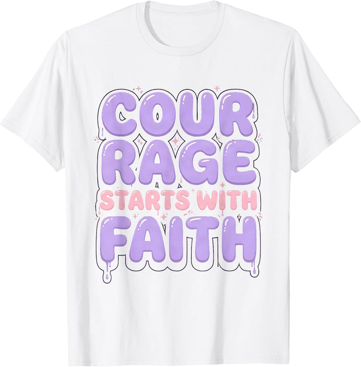 Men's Courage Starts With Faith Over Fear Design T-Shirt - White