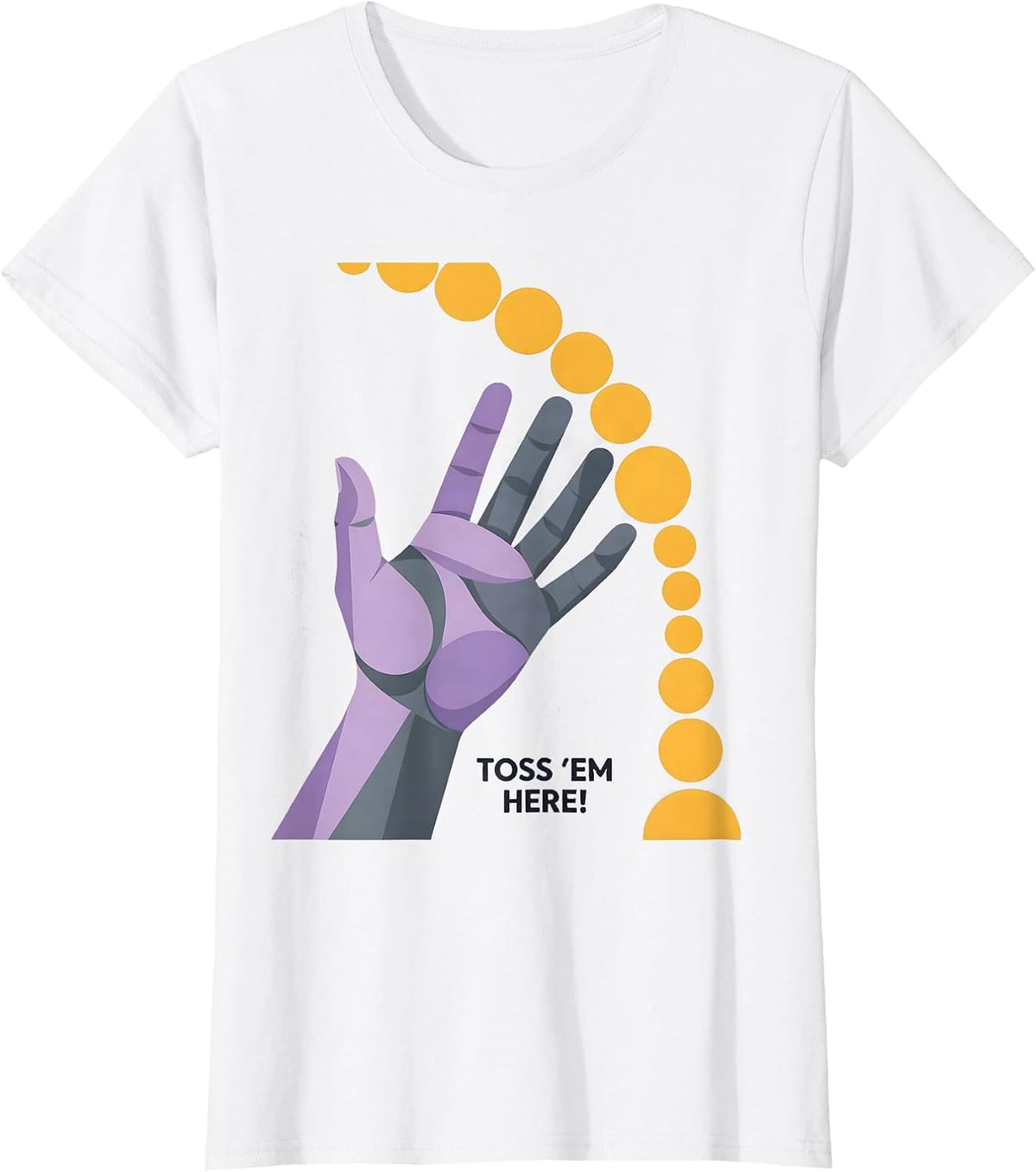 Toss Em Here! Flat Vector Mardi Gras Carnival Party Costume T-Shirt - White