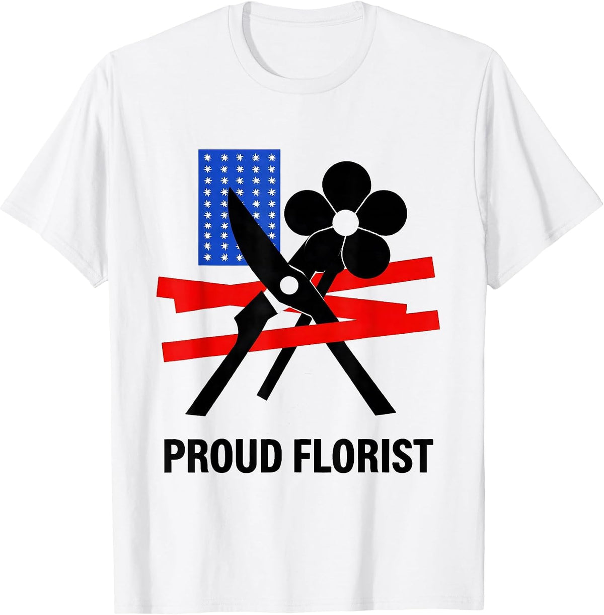 Men's Proud Florist Bauhaus Modernist American Flag Occupation T-Shirt - White