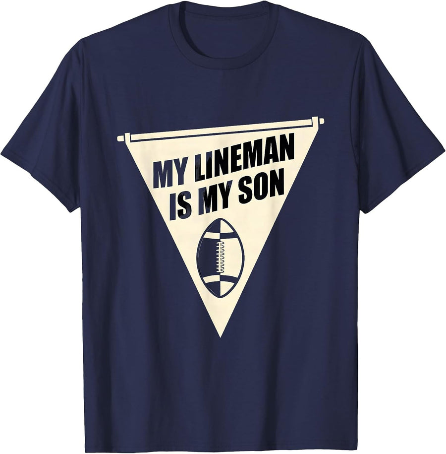 My Lineman Is My Son Football Mom Game Day Pride T-Shirt - Navy Blue