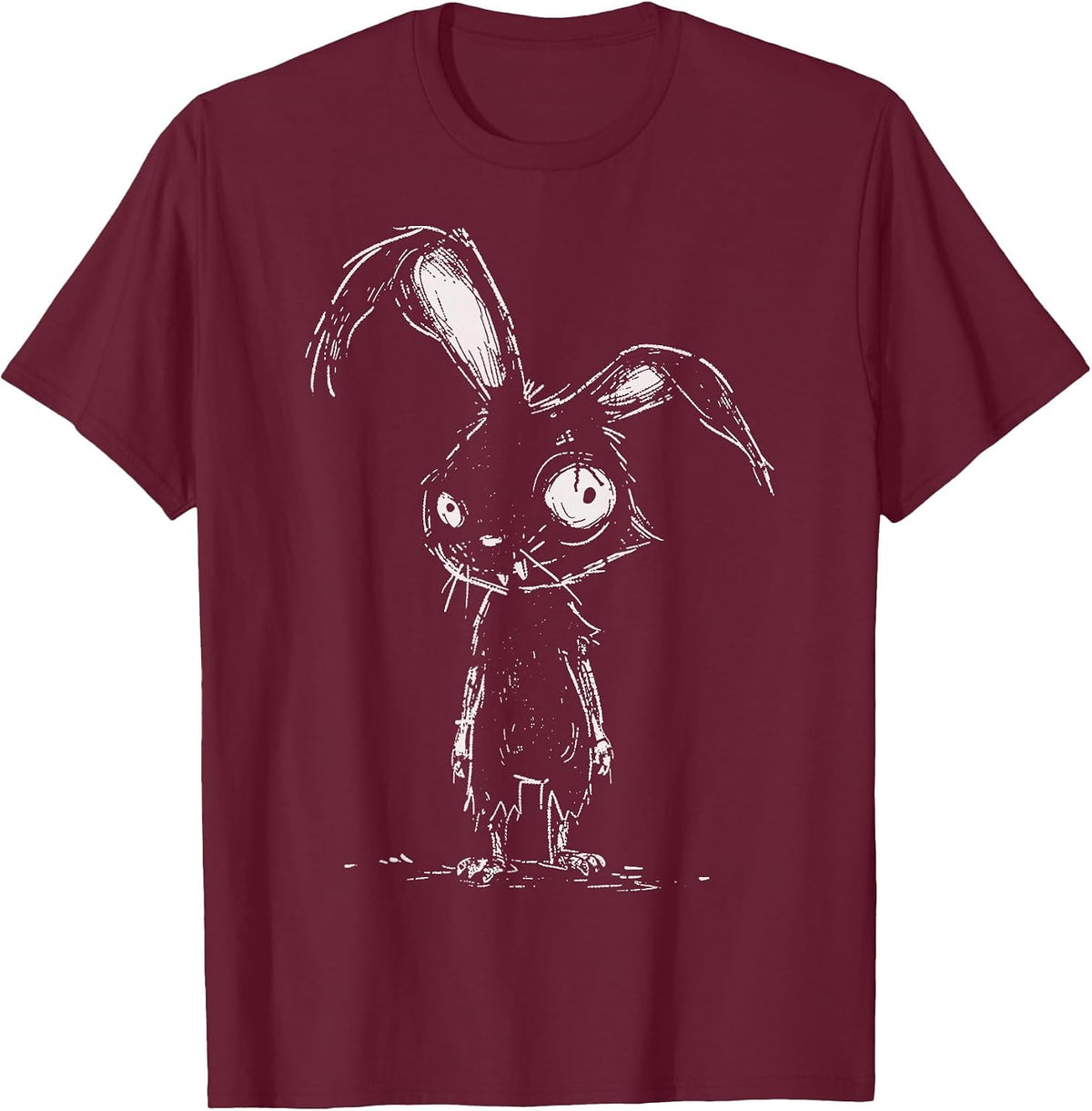 Weird Grunge Bunny Rabbit Alt Goth Cute Horror Aesthetic T-Shirt - Burgundy