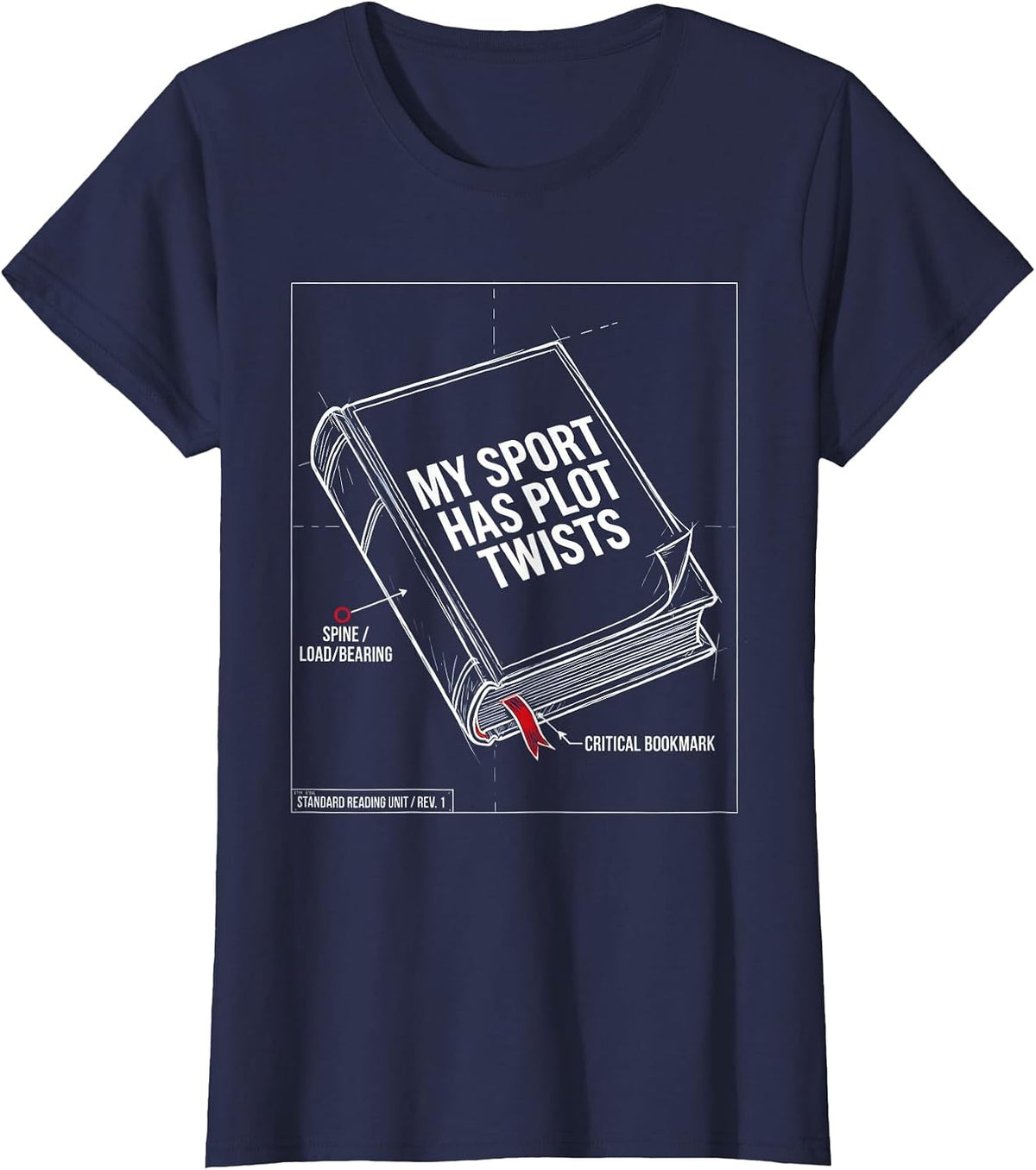 Women's My Sport Has Plot Twists Reading Design T-Shirt - Navy Blue