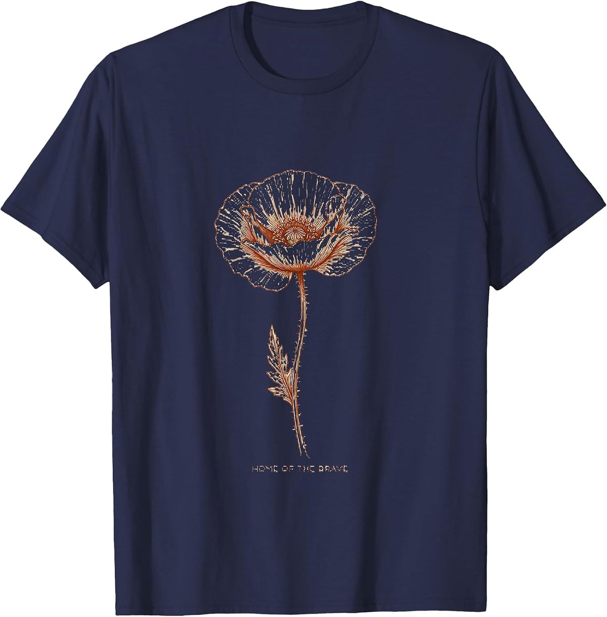 Home of the Brave Veteran Pride Design T-Shirt - Navy Blue