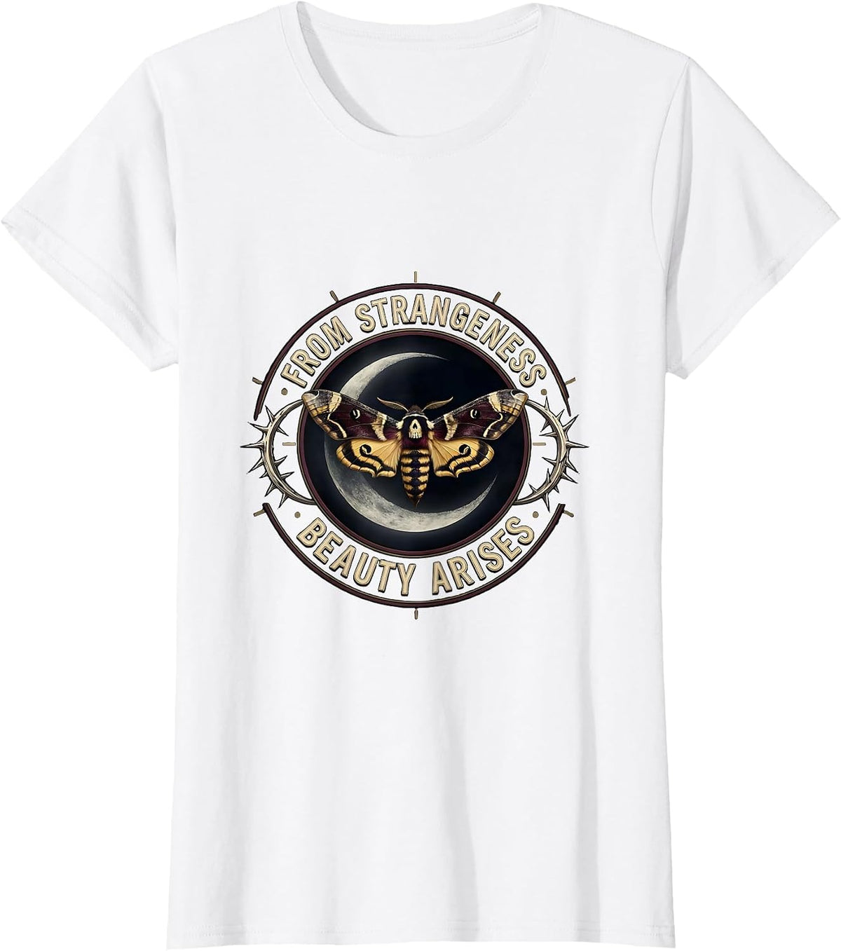 From Strangeness Beauty Arises Gothic Edgar Allan Poe T-Shirt - White