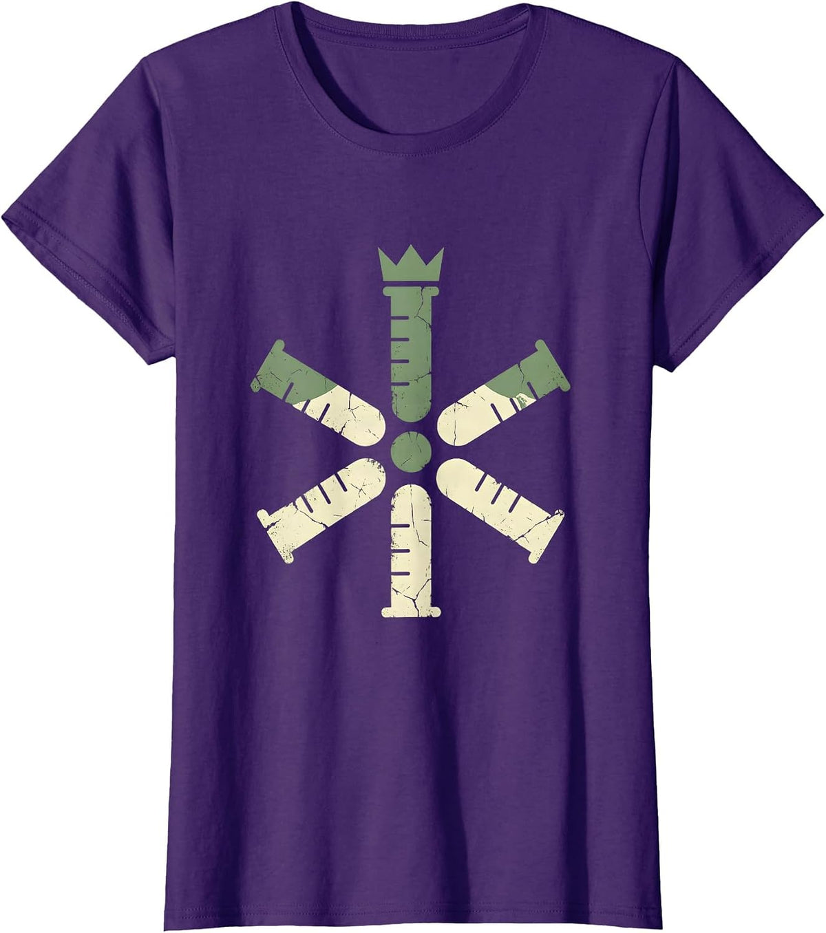Women's Science Teacher Floral Graduated Cylinder Design T-Shirt - Purple