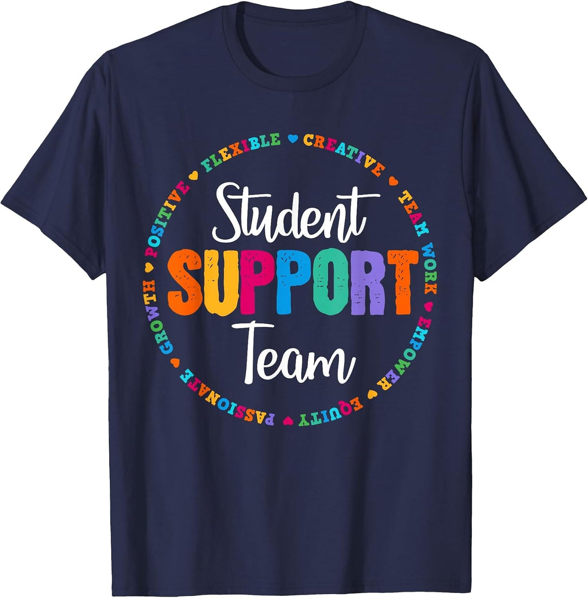 Student Support Team Counselor Social Worker Teacher Crew T-Shirt - Navy Blue