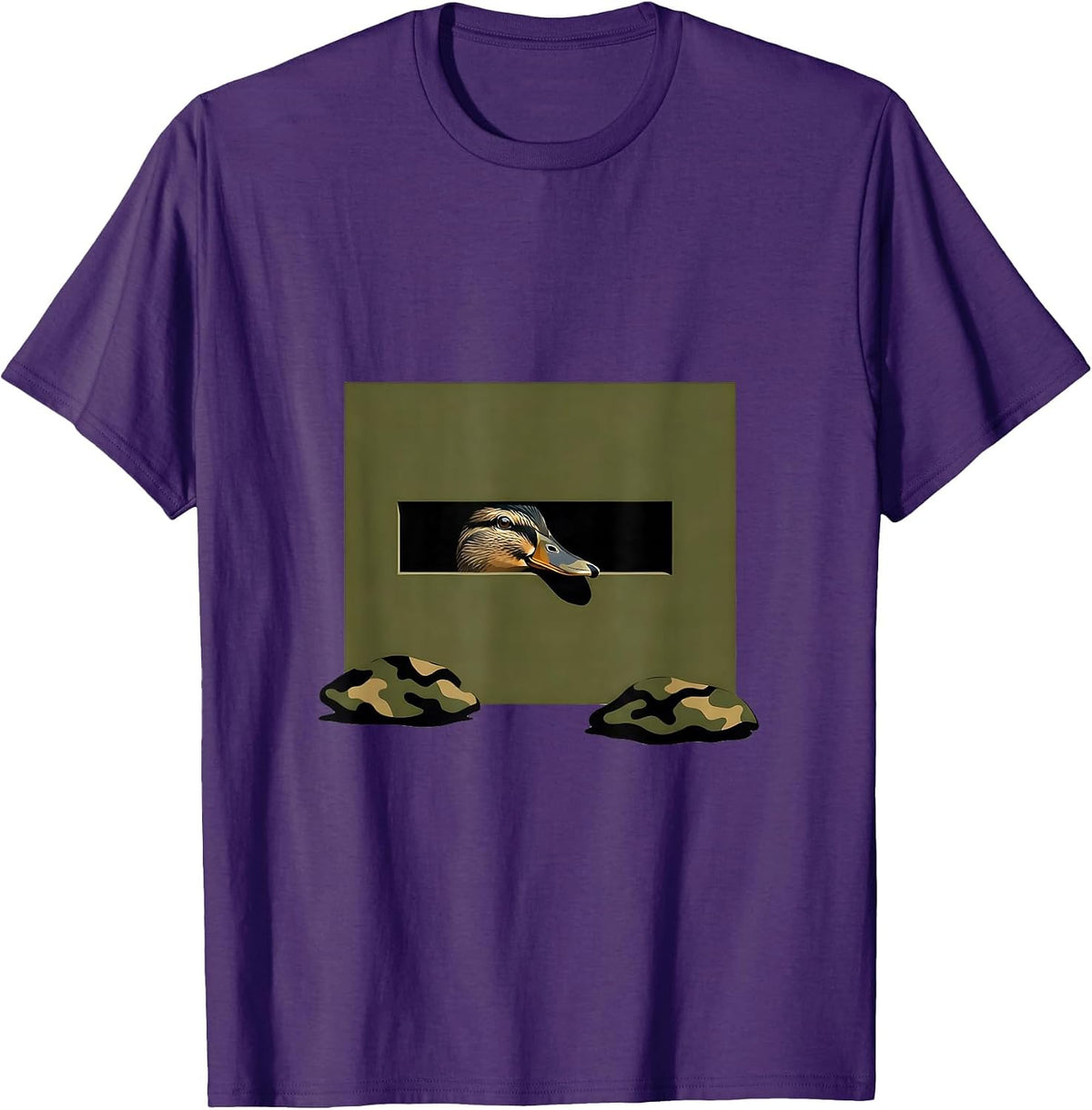 Narrow Eye Gap Camo Duck Outdoor Humor T-Shirt - Purple