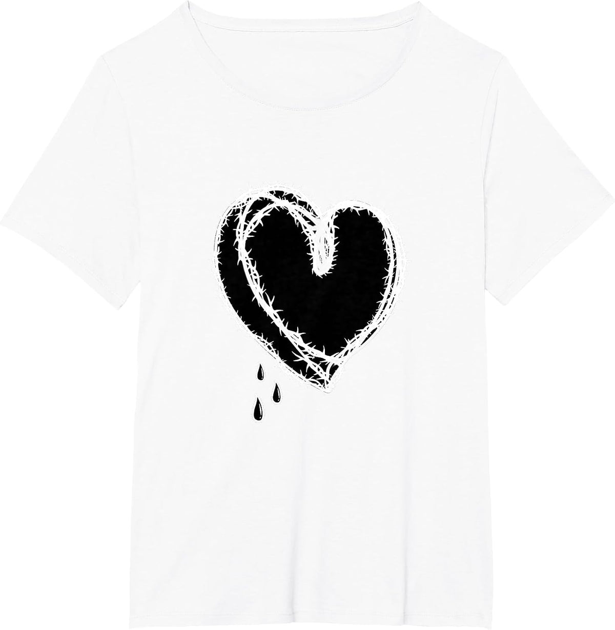 Aesthetic Heart Black Goth Grunge Alternative Fashion T-Shirt - White