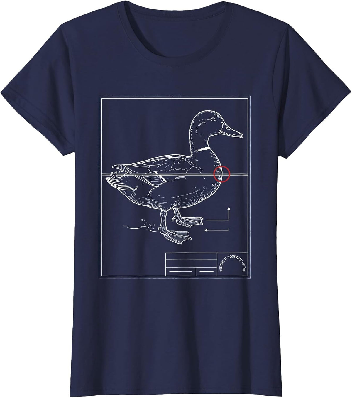 Women's Keeping It Together Up Top Funny Duck Pun Novelty Humor Gift T-Shirt - Navy Blue