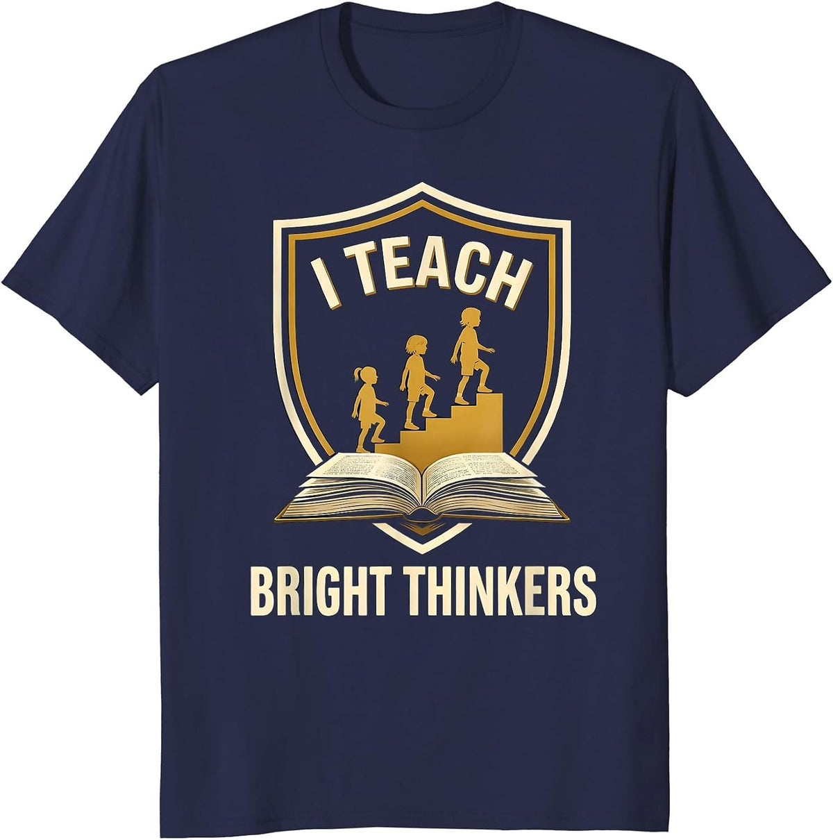 I Teach Bright Thinkers Retro Teacher Appreciation Gift T-Shirt - Navy Blue