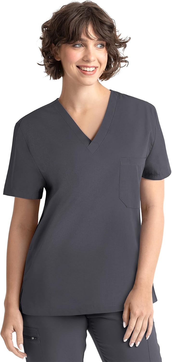 Tru Basic Unisex V-Neck 1-Pocket Scrub Top 10101 - Pewter