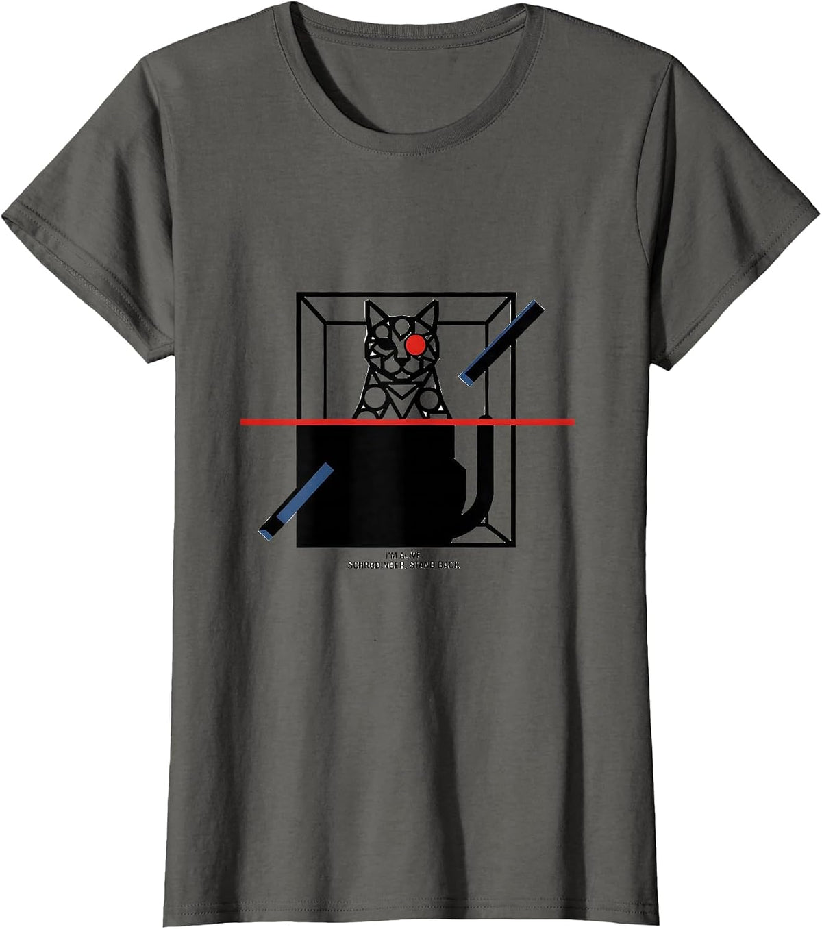 Women's I'm Alive Schrödinger Stand Back Quantum Physics Humor T-Shirt - Asphalt Grey