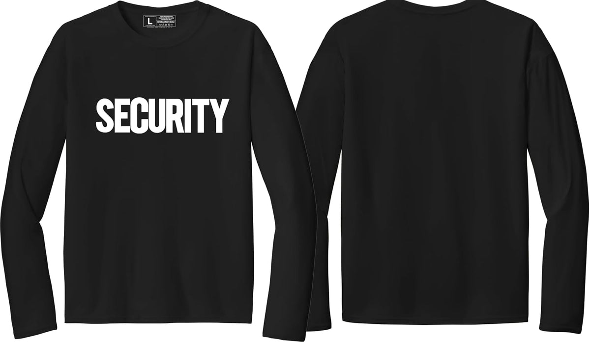 NYC FACTORY Mens Performance Security Long Sleeve T-Shirts - Security Black Front Only