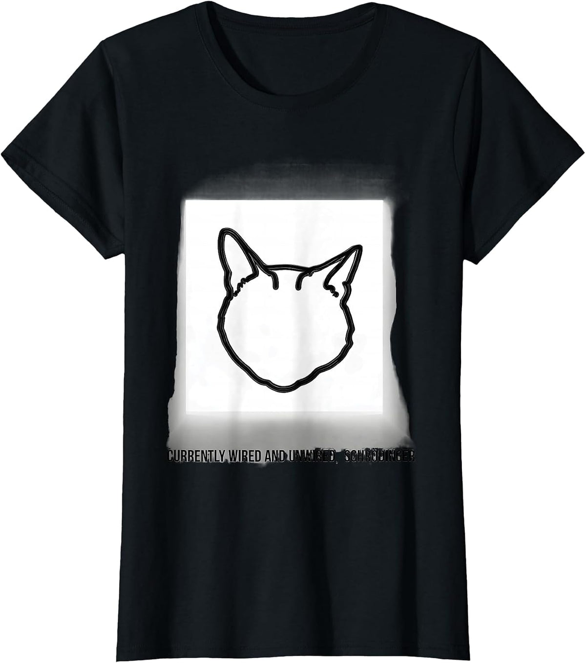 Women's Currently Wired And Unwired, Schrödinger Science Enthusiast T-Shirt - Black