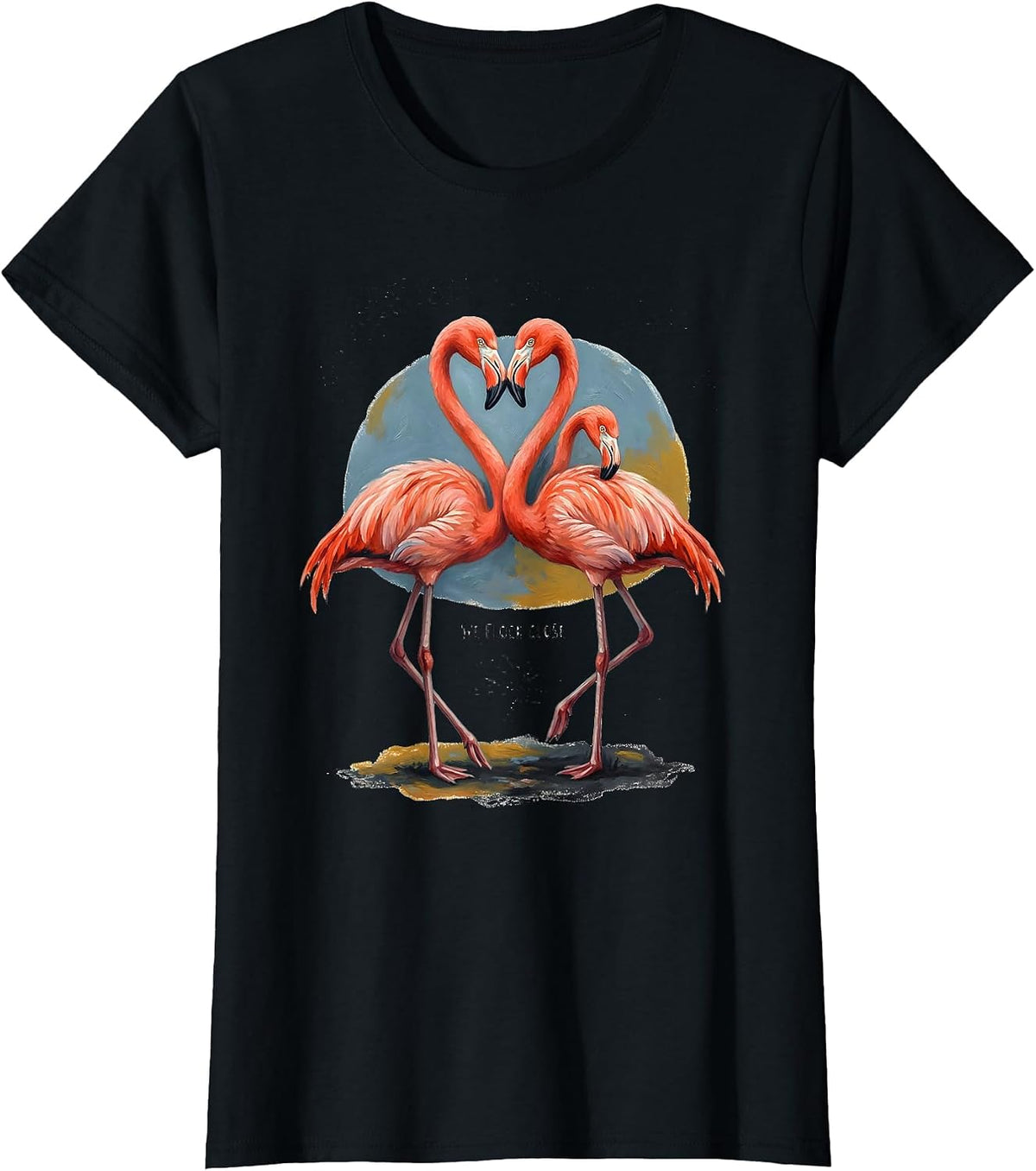 Women's We Flock Close Storybook Flamingo Humor Animal Lover T-Shirt - Black