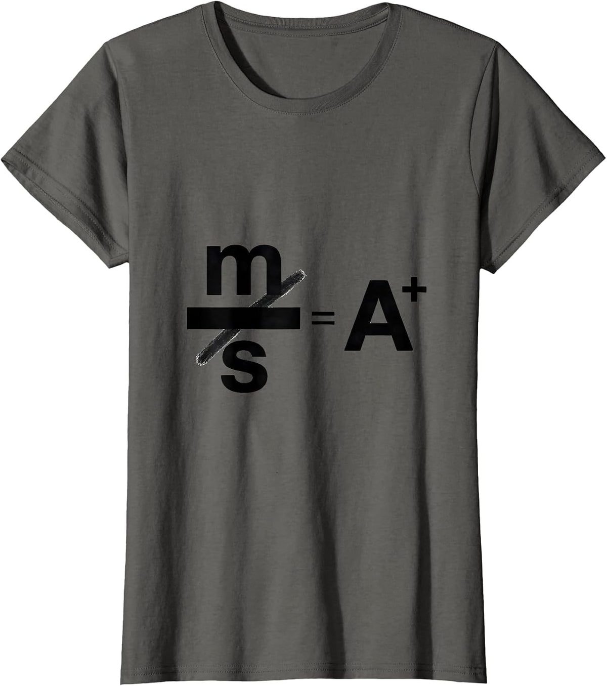 Women's m/s = A+ Funny Science Teacher Math Nerd Humor Gift T-Shirt - Asphalt Grey