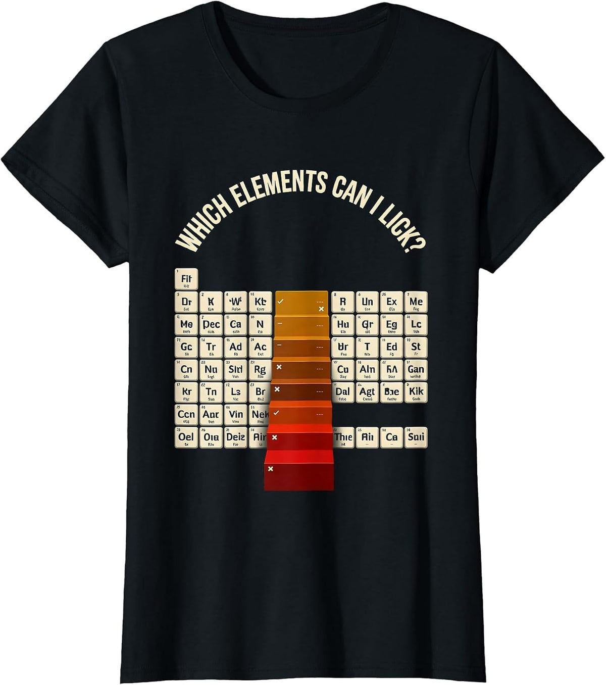 Which Elements Can I Lick Funny Periodic Table Science T-Shirt - Black