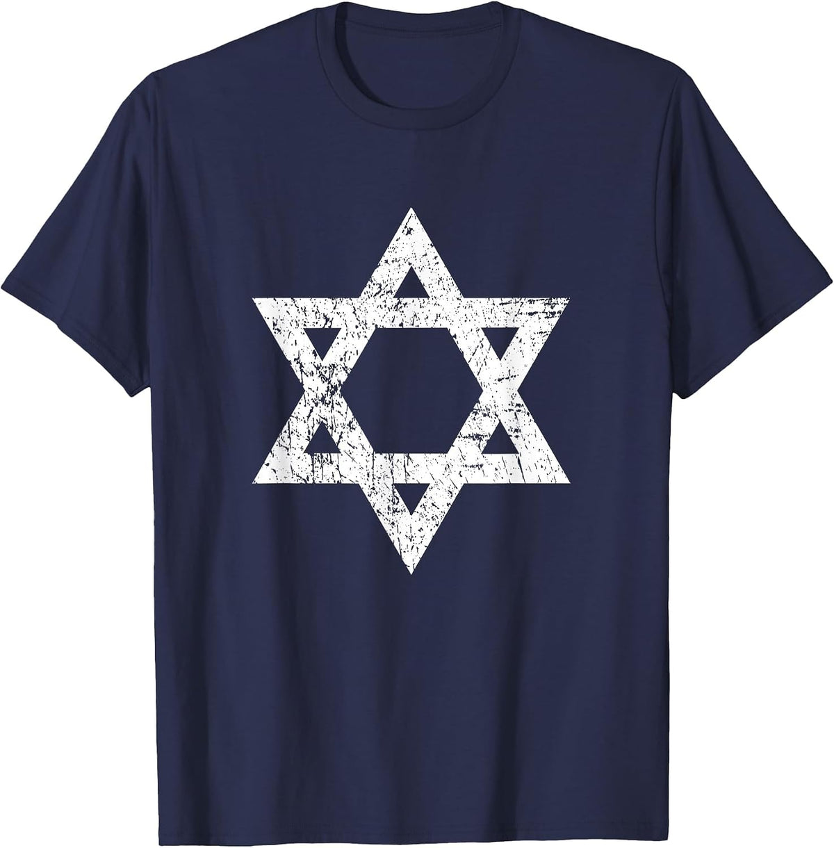 Vintage Distressed Style Star of David Jewish T-Shirt T-Shirt - Navy Blue