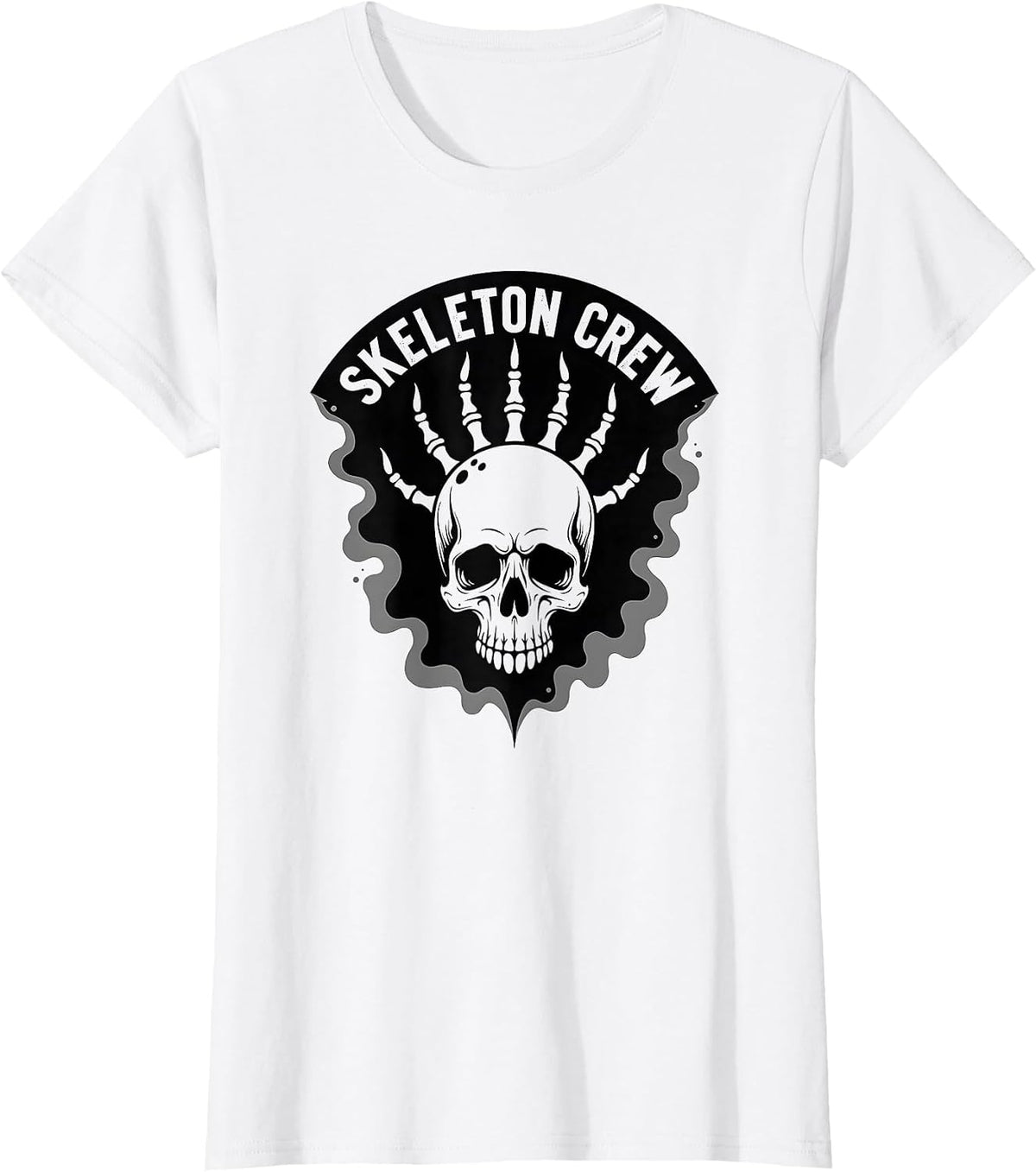 Skeleton Crew Gothic Skull Biker Gang Halloween Punk T-Shirt - White