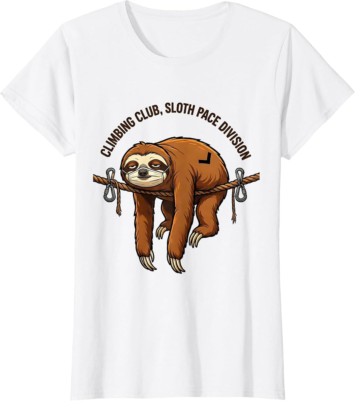 Climbing Club, Sloth Pace Division Funny Sloth Lover Novelty T-Shirt - White