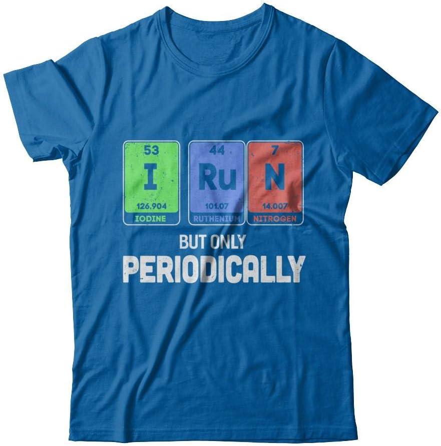 I Run But Only Periodically Periodic Table Chemistry Teacher Shirt Short Sleeve Tee - Royal