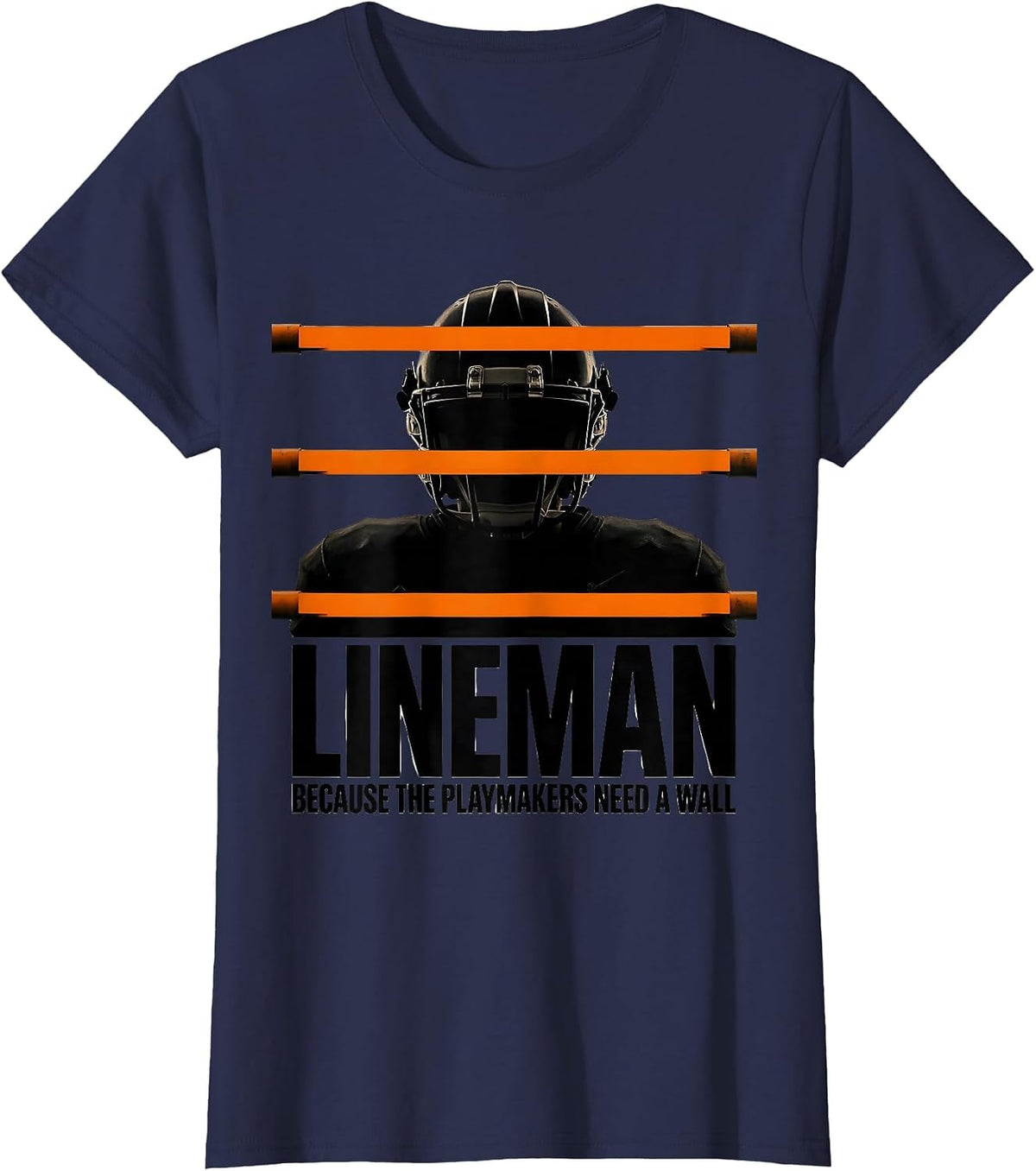 Women's Lineman Because The Playmakers Need A Wall Funny T-Shirt - Navy Blue