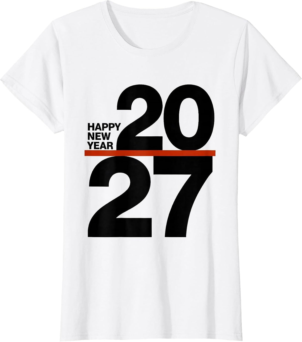 Women's Happy New Year 2027 Minimalist Party Host Family Matching T-Shirt - White