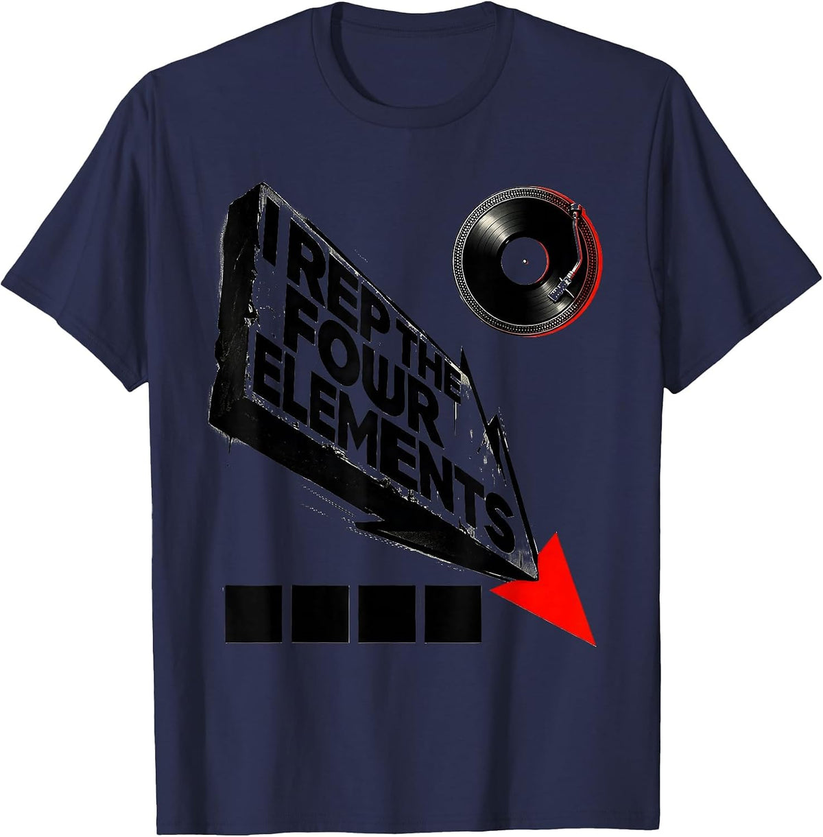 I Rep The Four Elements Constructivist Graffiti Hip Hop Rap T-Shirt - Navy Blue