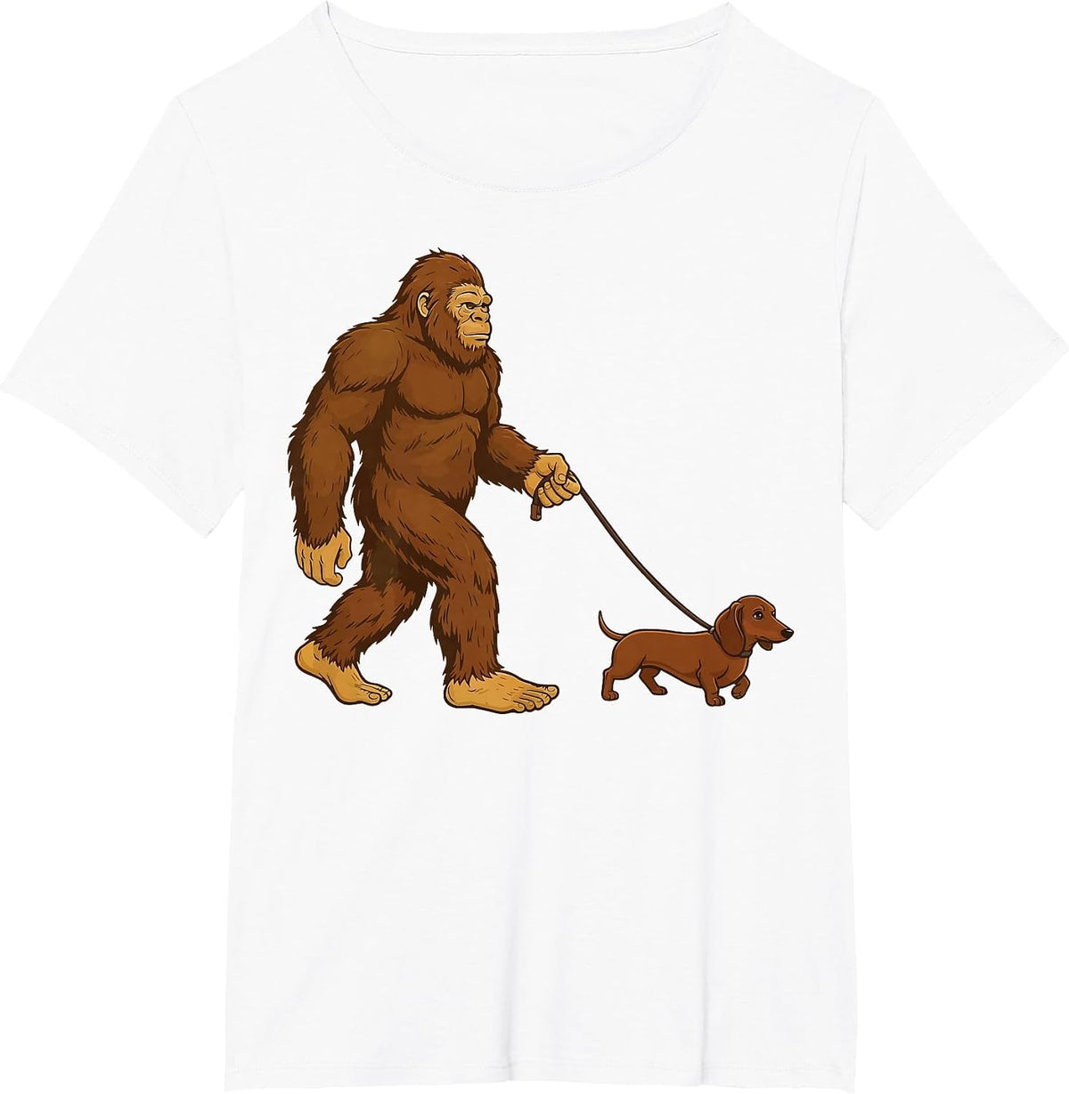 Bigfoot Dachshund Retro Weiner Dog T-Shirt - White