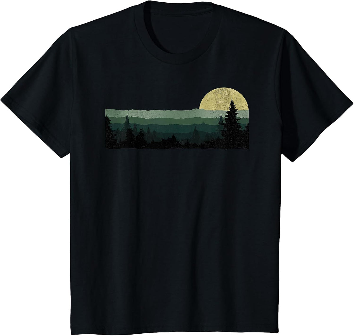 Trees Nature Mountains Adventure Outdoor Wildlife Forest T-Shirt - Black
