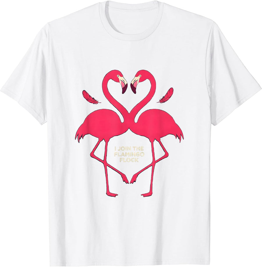 Men's I Join The Flamingo Flock Funny Flamingo Humor Family T-Shirt - White