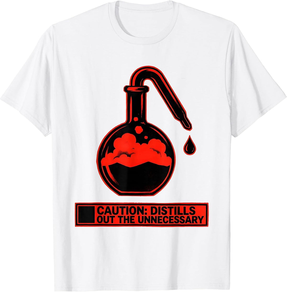 Men's Caution: Distills Out The Unnecessary Science Teacher T-Shirt - White