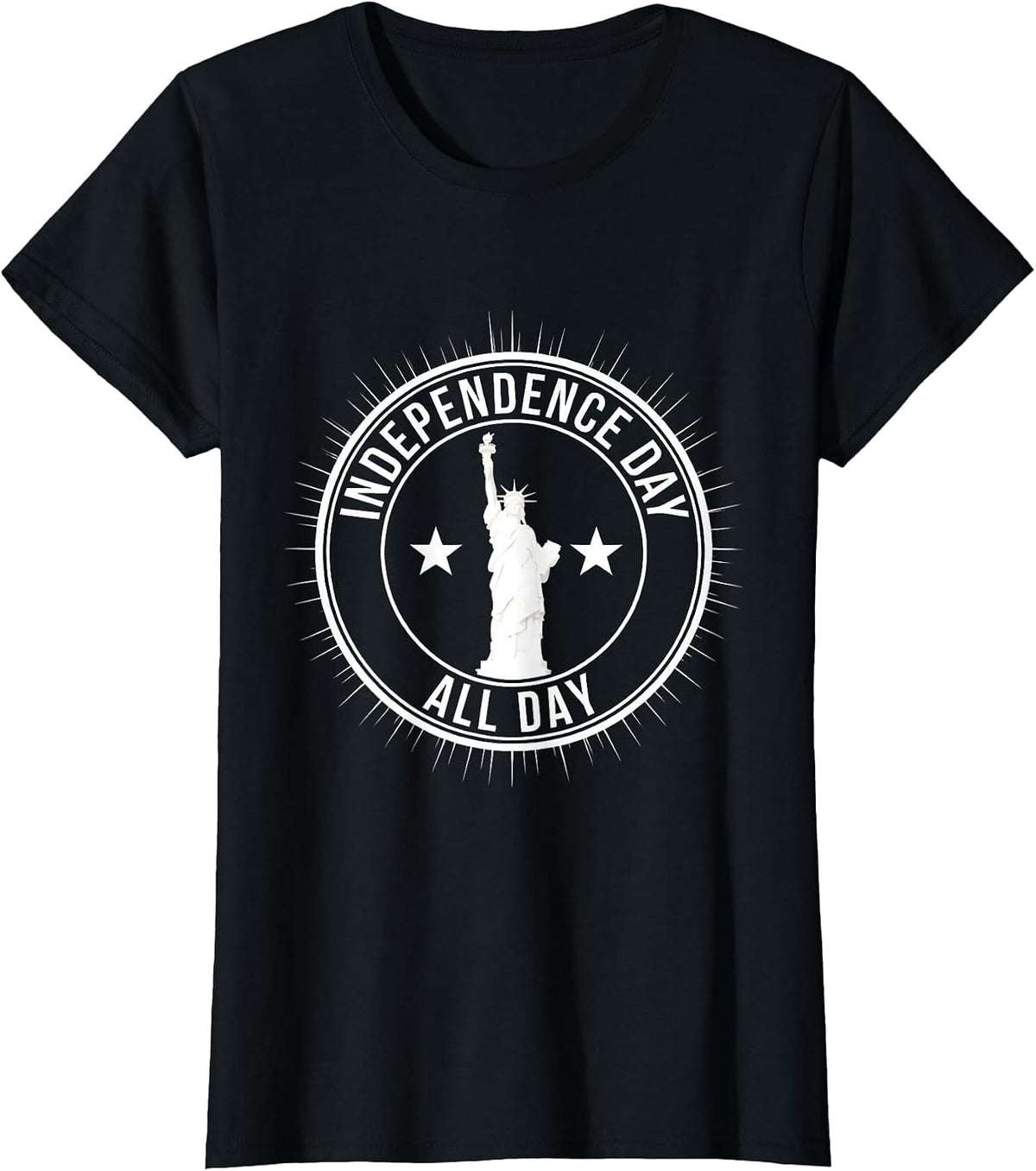 Independence Day All Day Fourth of July Design T-Shirt - Black