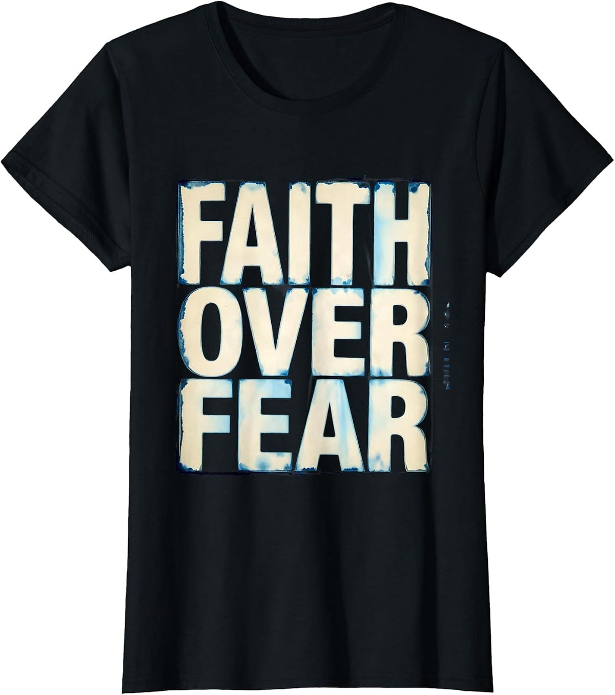 Faith Over Fear Minimal Mountain Religious Design T-Shirt - Black