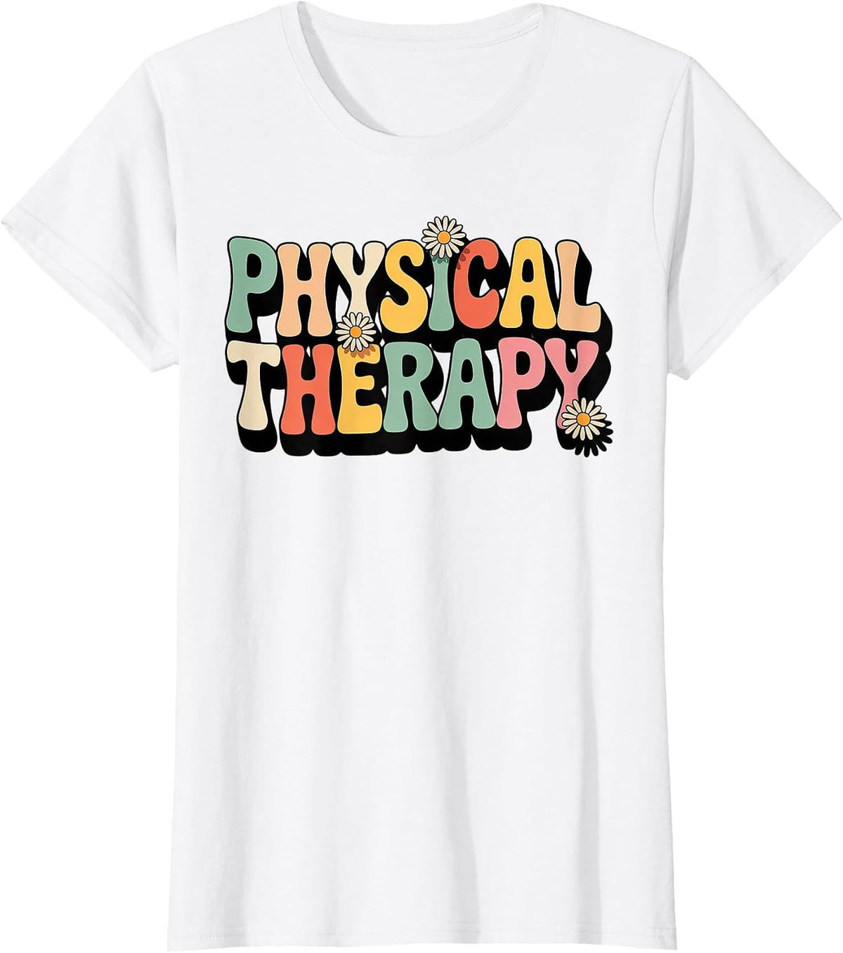 Physical Therapy Flower Patterns LMT PT Physical Therapist T-Shirt - White