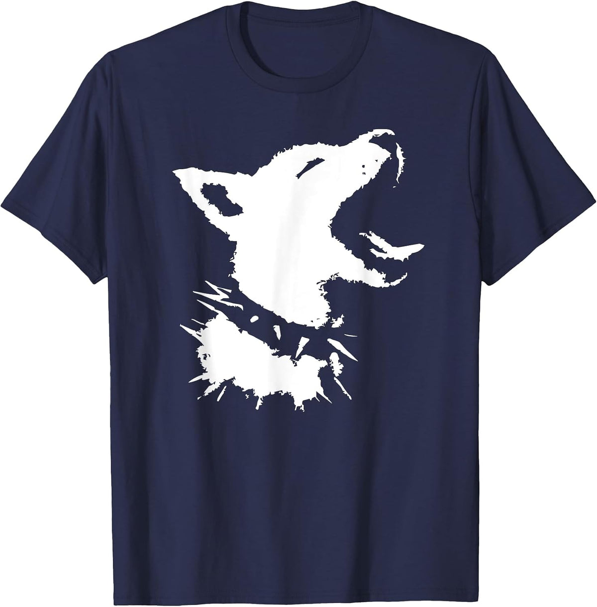 Dog Skull Punk Y2k Cute Creepy Puppy Goth Black Alt Gothic T-Shirt - Navy Blue