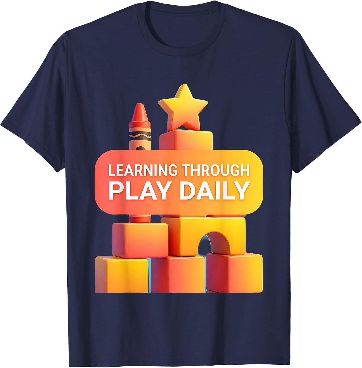Learning Through Play Daily PreK Design T-Shirt - Navy Blue