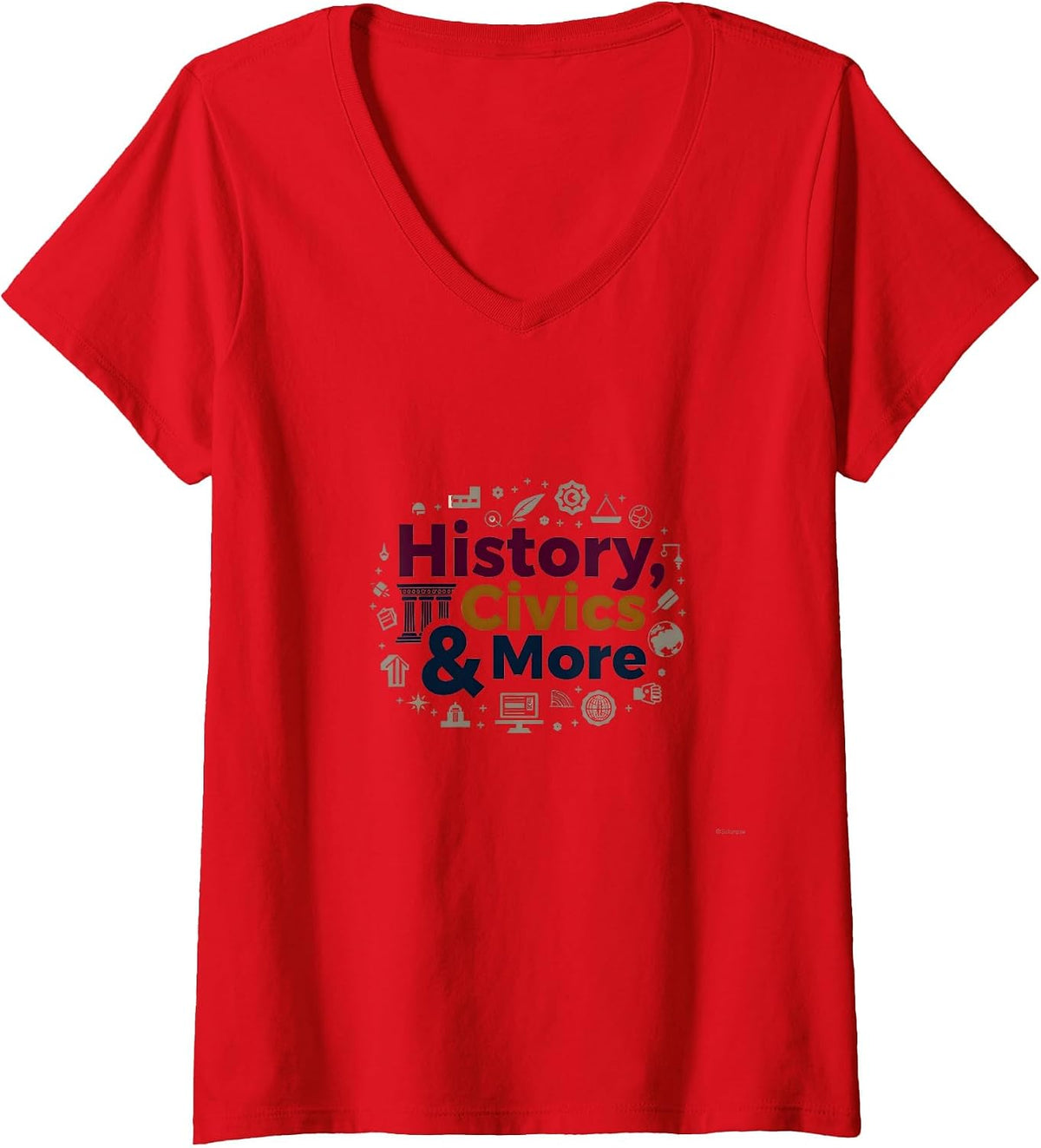 Women's Social Studies Teacher History Civics & More Gift V-Neck T-Shirt - Red