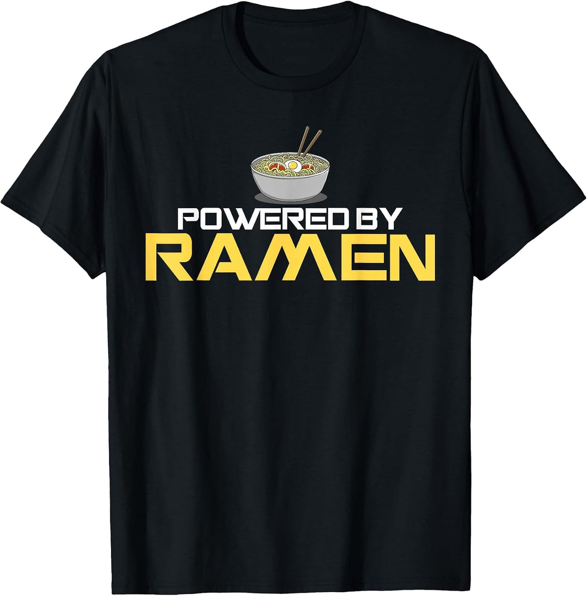 Powered by Ramen Japanese Anime Noodles T-Shirt - Black