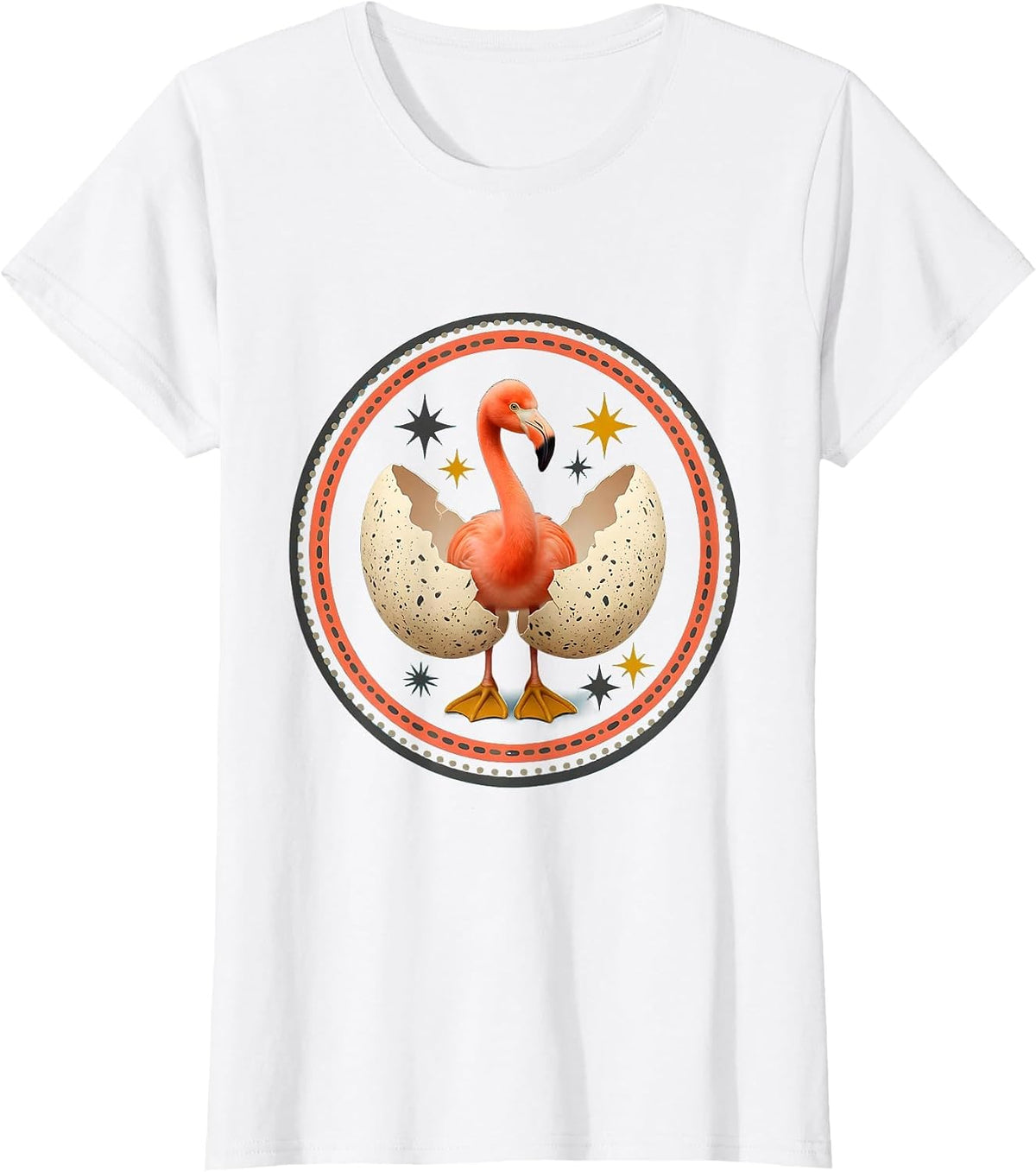 Baby Flamingo Hatching From Egg Graphic Design T-Shirt - White