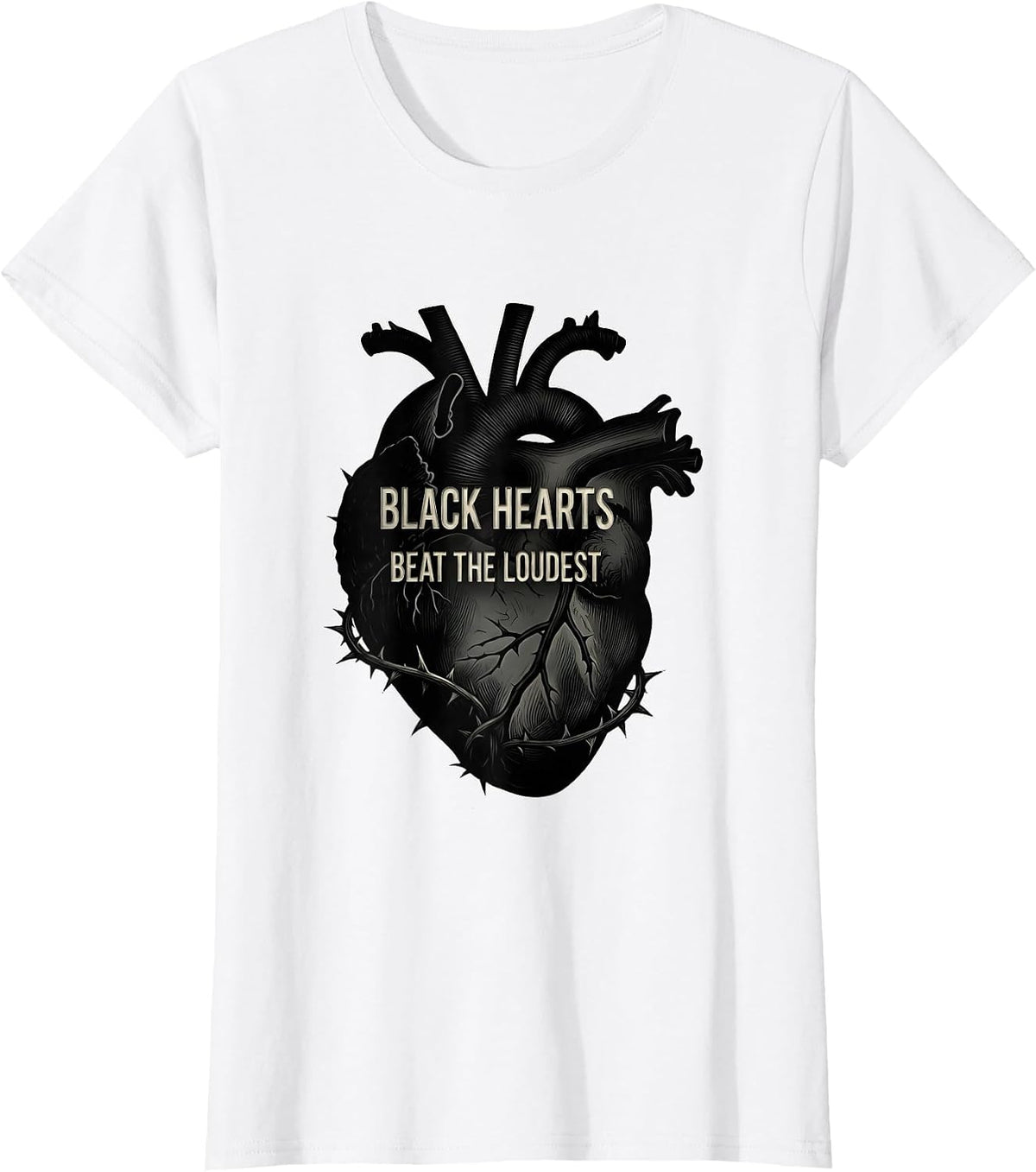 Black Hearts Beat the Loudest Goth Design T-Shirt - White