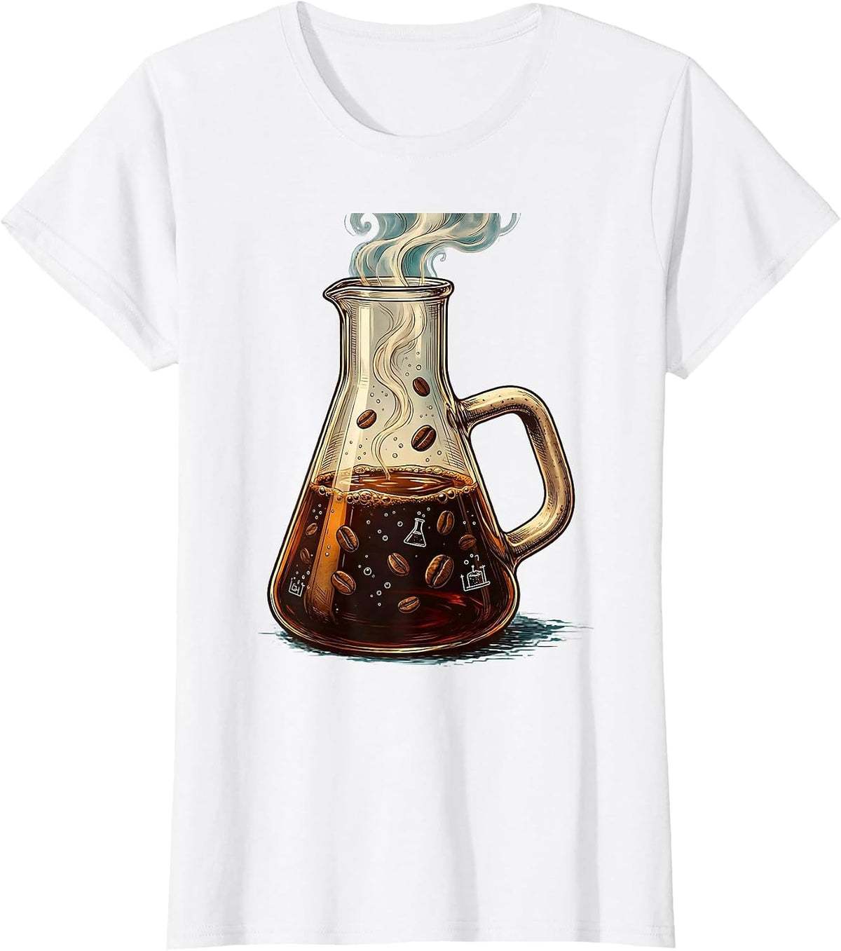 Science Teacher Coffee Erlenmeyer Flask Graphic T-Shirt - White
