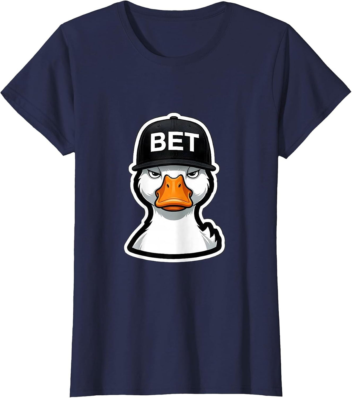 Women's Bet Funny Duck Novelty Graphic for Kids Teens Adults T-Shirt - Navy Blue