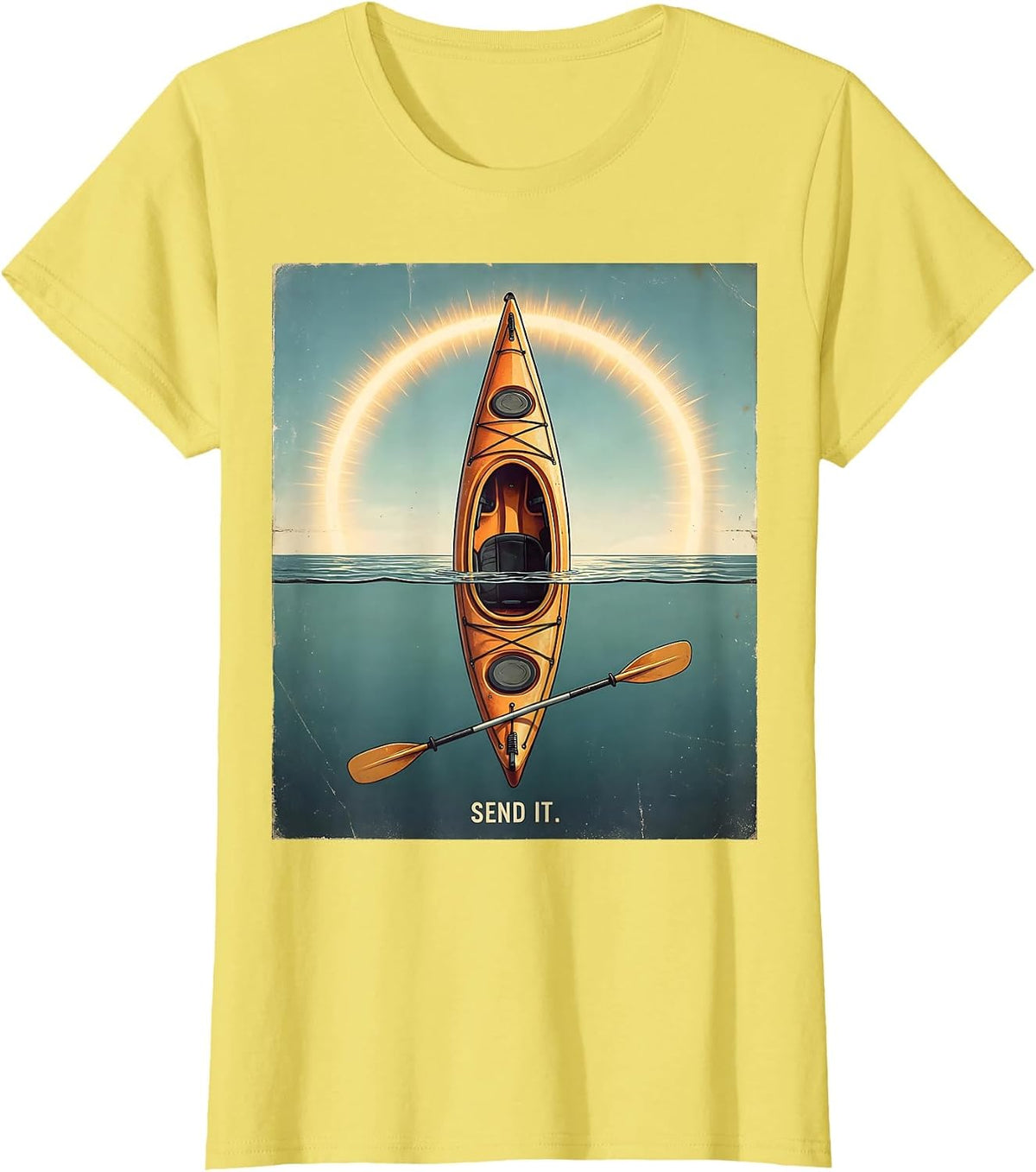 Women's Kayak Hull Vintage Kayak Lover Kayaking Gift T-Shirt - Lemon Yellow