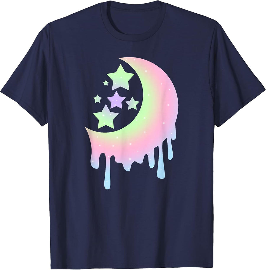 Aesthetic Clothing for Girls, Pastel Moon Goth Shirts T-Shirt - Navy Blue