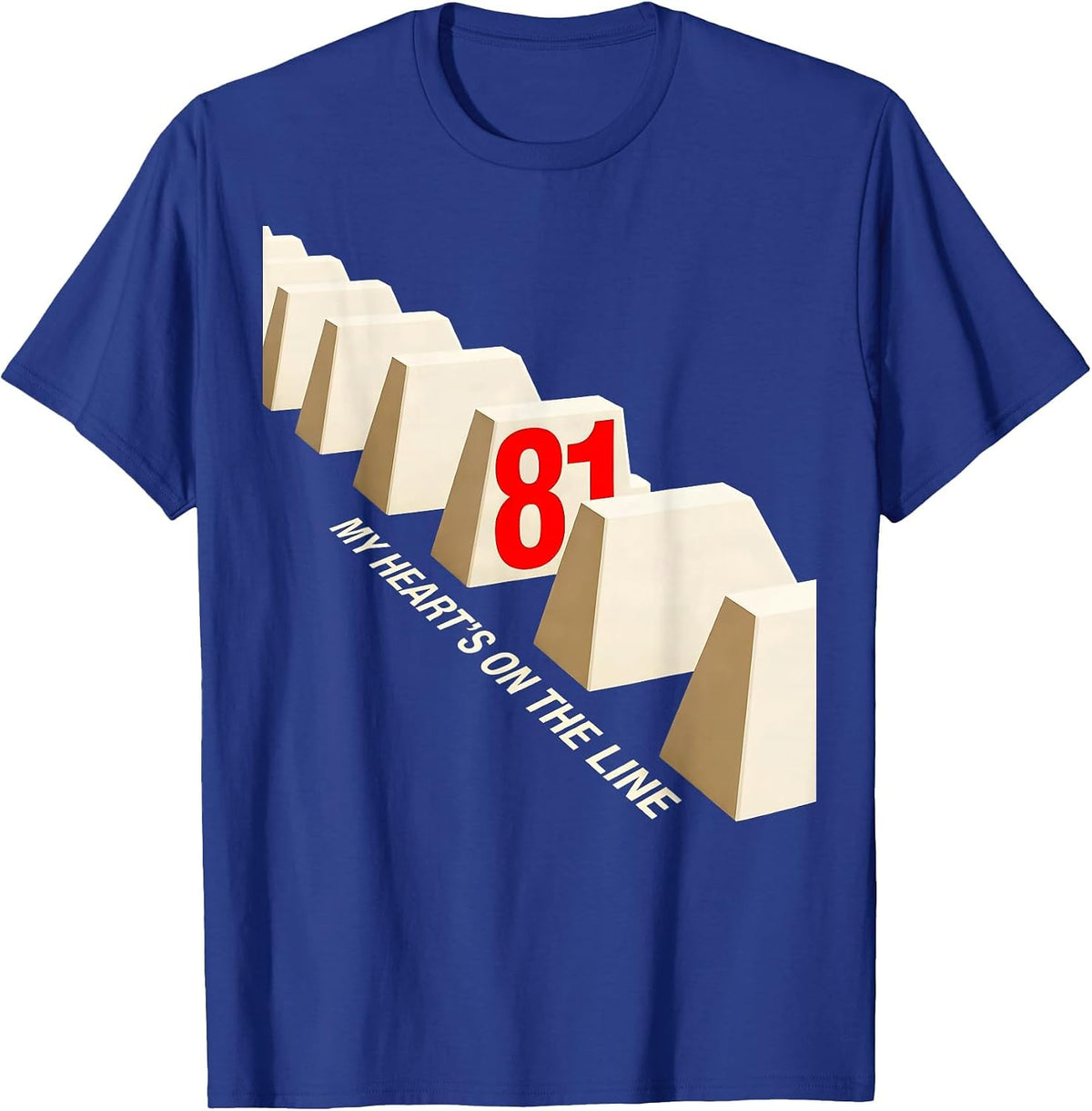My Heart's On The Line 81 New Wave Football Lineman Mom T-Shirt - Royal Blue