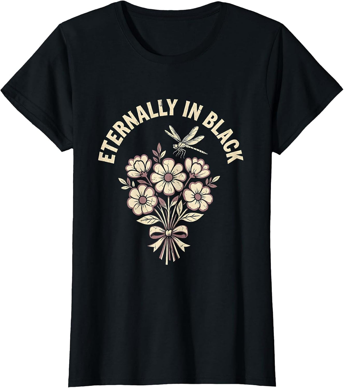 Eternally In Black Goth Dark Aesthetic Design T-Shirt - Black