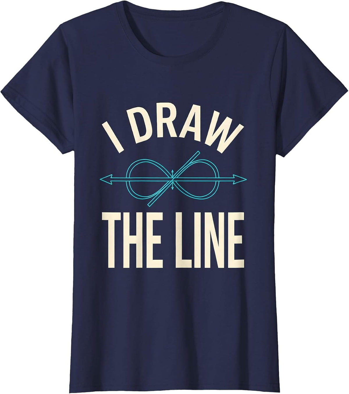 Women's I Draw The Line Funny Math Teacher Gift Math Nerd Humor T-Shirt - Navy Blue
