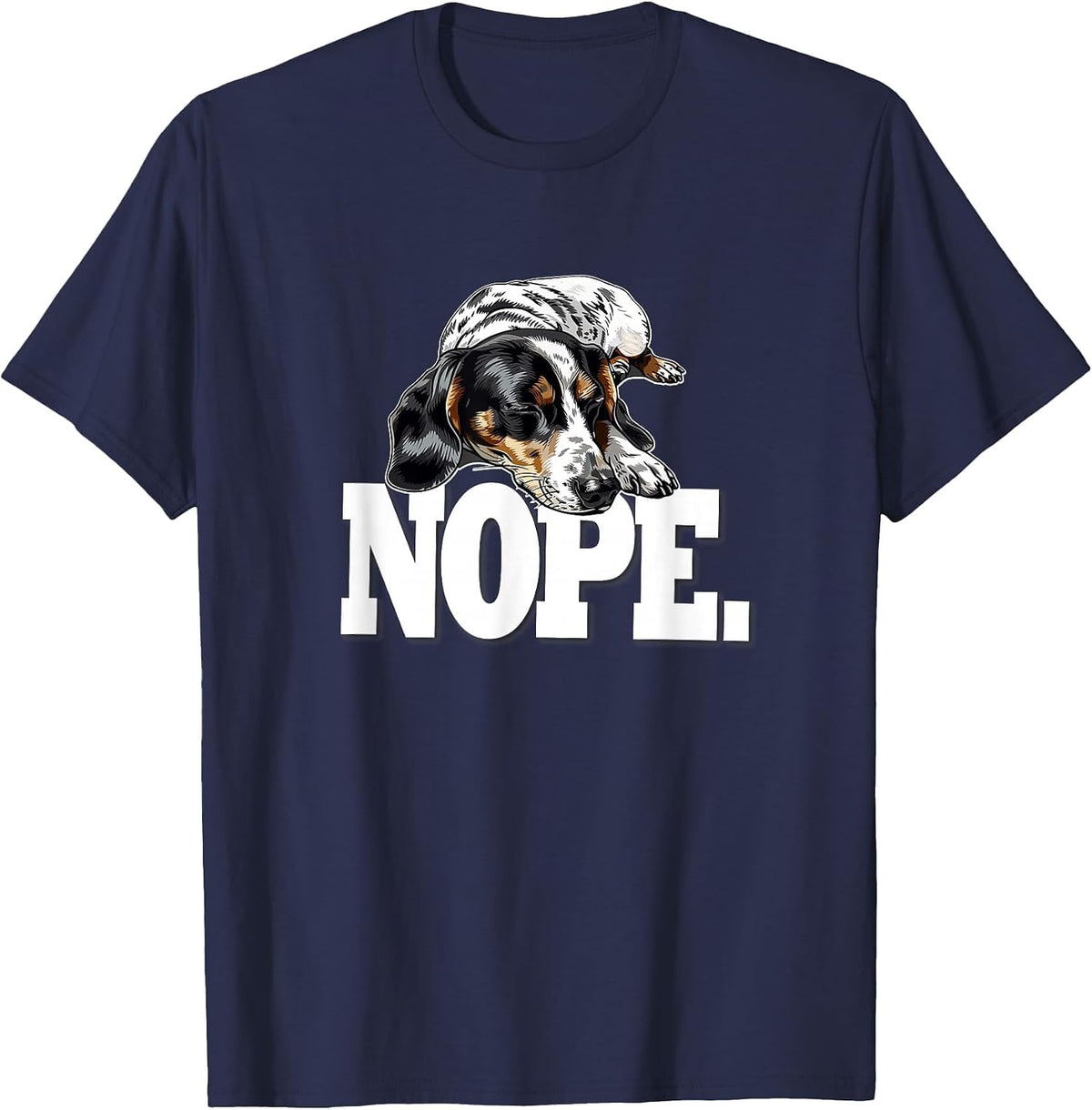 Mens Womens Girls Funny Napping Nope Piebald Dachshund Lover T-Shirt - Navy Blue