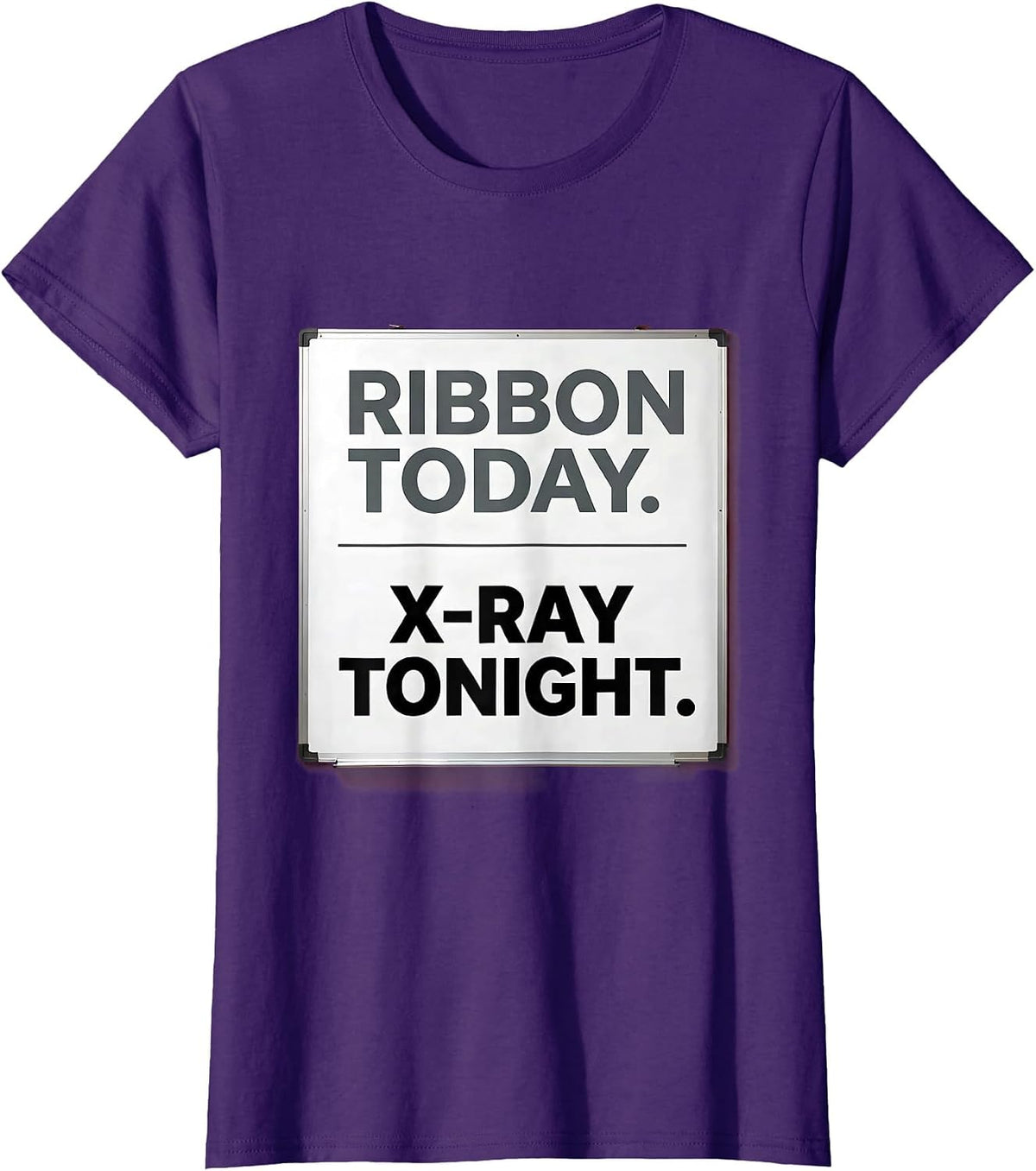 Women's Ribbon Today X-Ray Tonight Funny Vet Tech Christmas T-Shirt - Purple